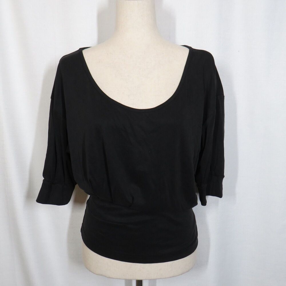 OGL Sandwashed Scoop Neck Short Sleeve Tucked Tee Black Size Medium - Picture 8 of 11